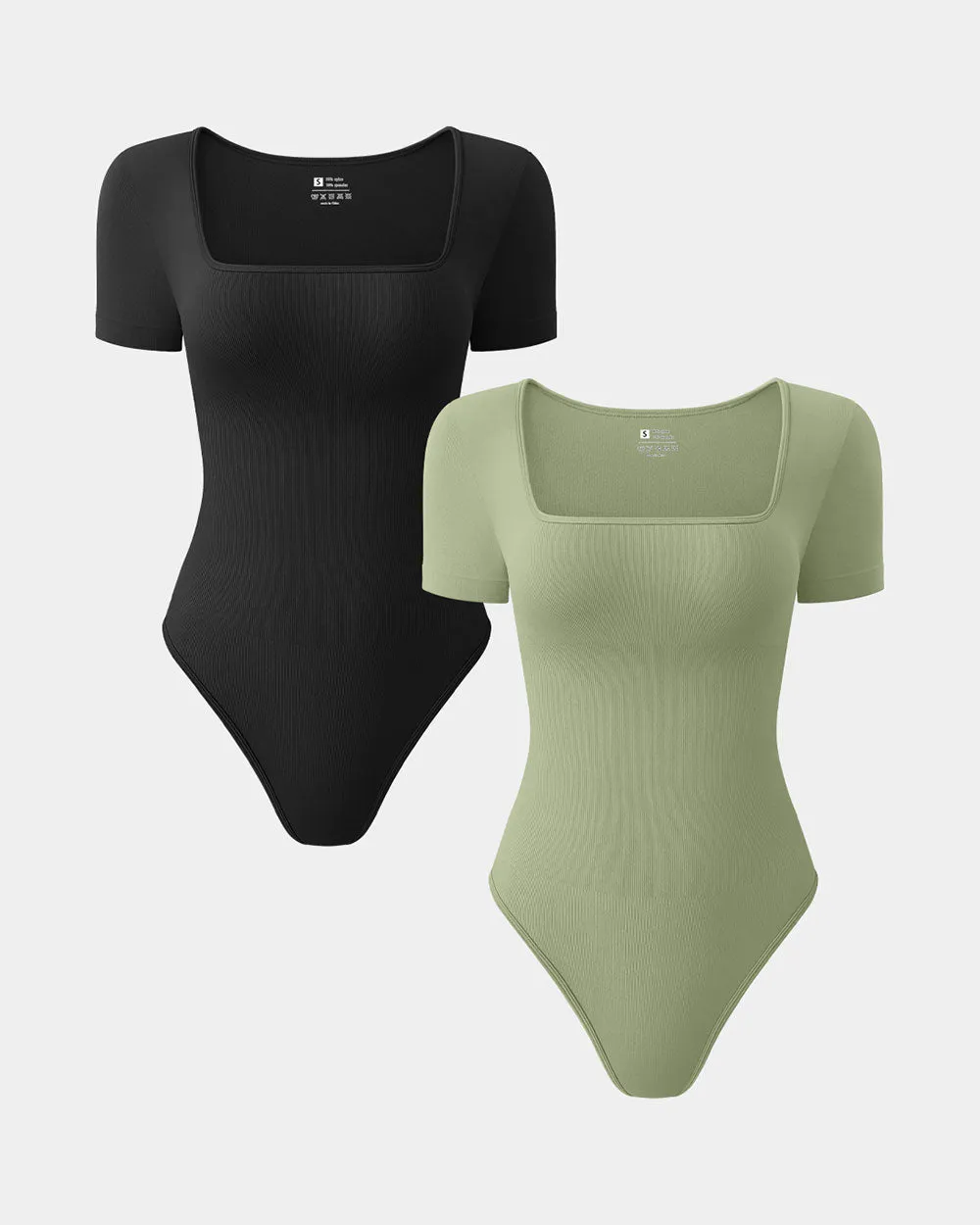 Square Neck Short Sleeve Bodysuits