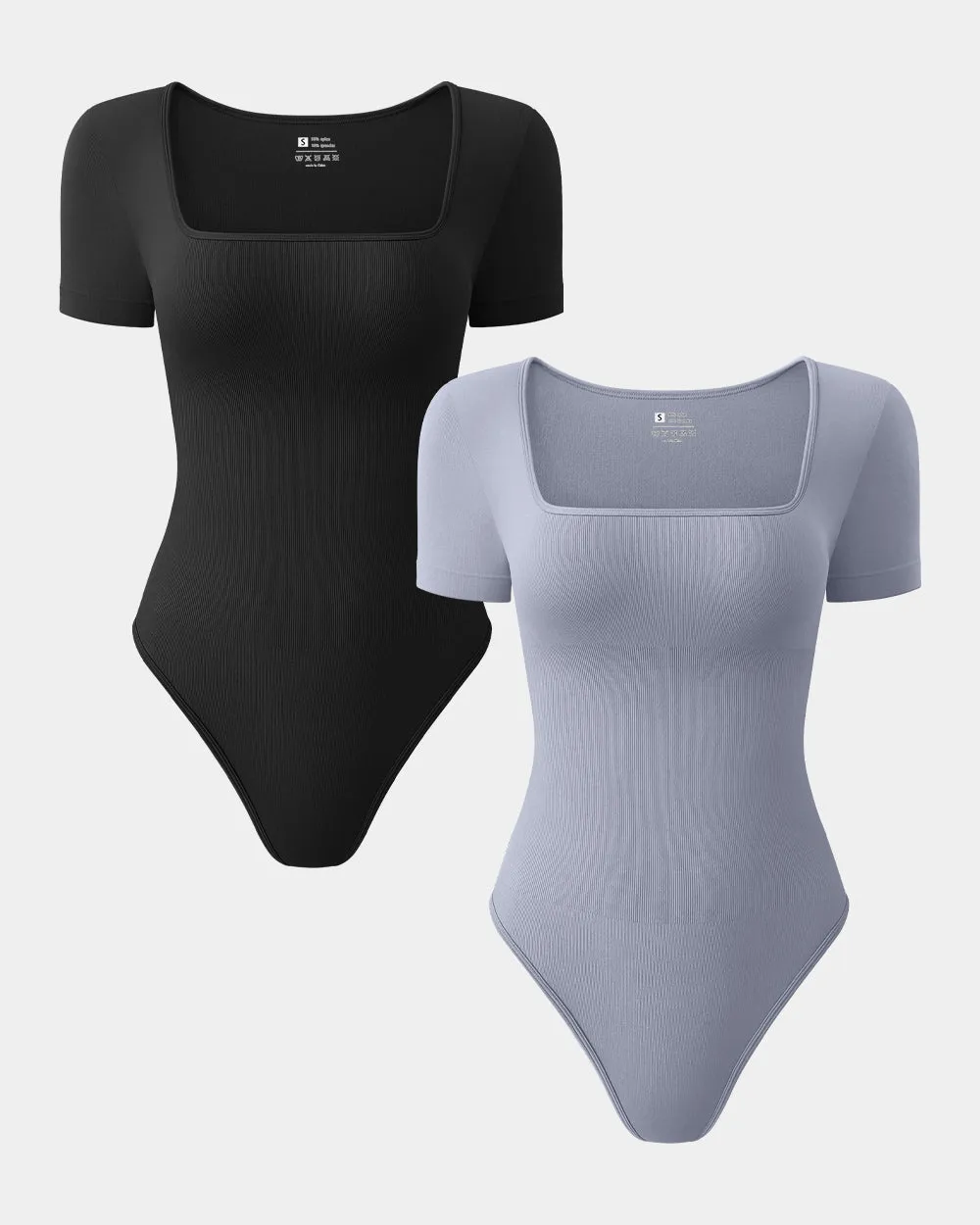 Square Neck Short Sleeve Bodysuits