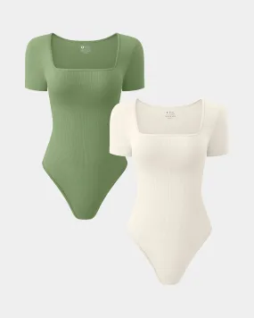 Square Neck Short Sleeve Bodysuits