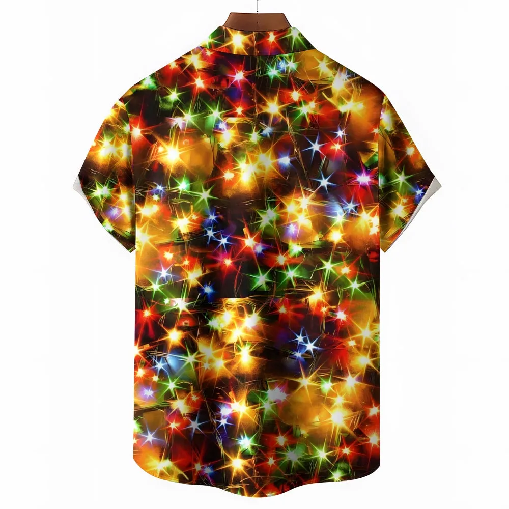 String Light Print Short Sleeve Shirt