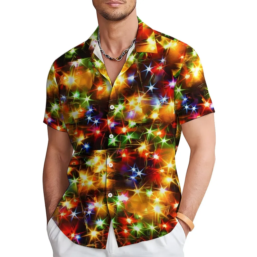 String Light Print Short Sleeve Shirt