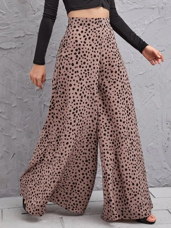 Style Loose High Waist Leopard-print Draping Pants