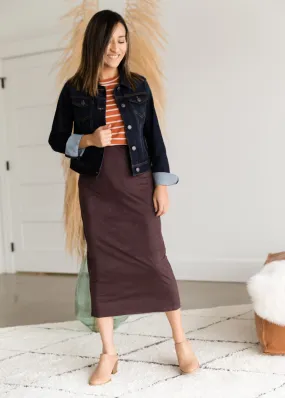 Suede Pencil Midi Skirt - FINAL SALE