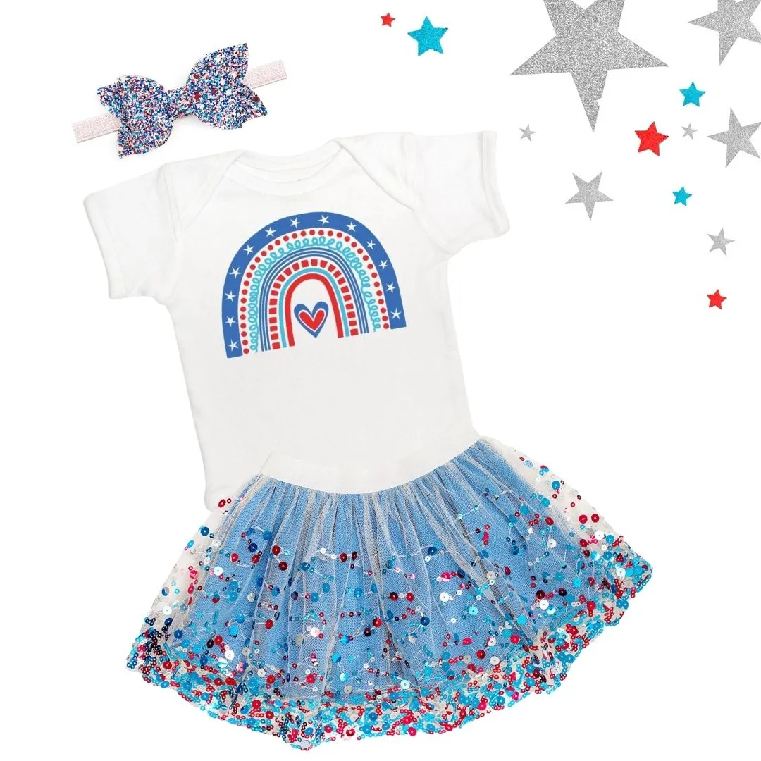 Sweet Wink Bodysuit - Patriotic Rainbow