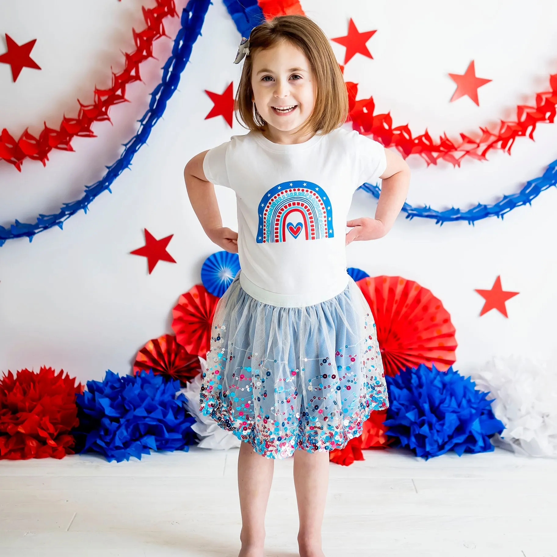 Sweet Wink Bodysuit - Patriotic Rainbow