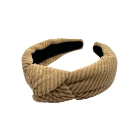 Tan Corduroy Topknot Headband