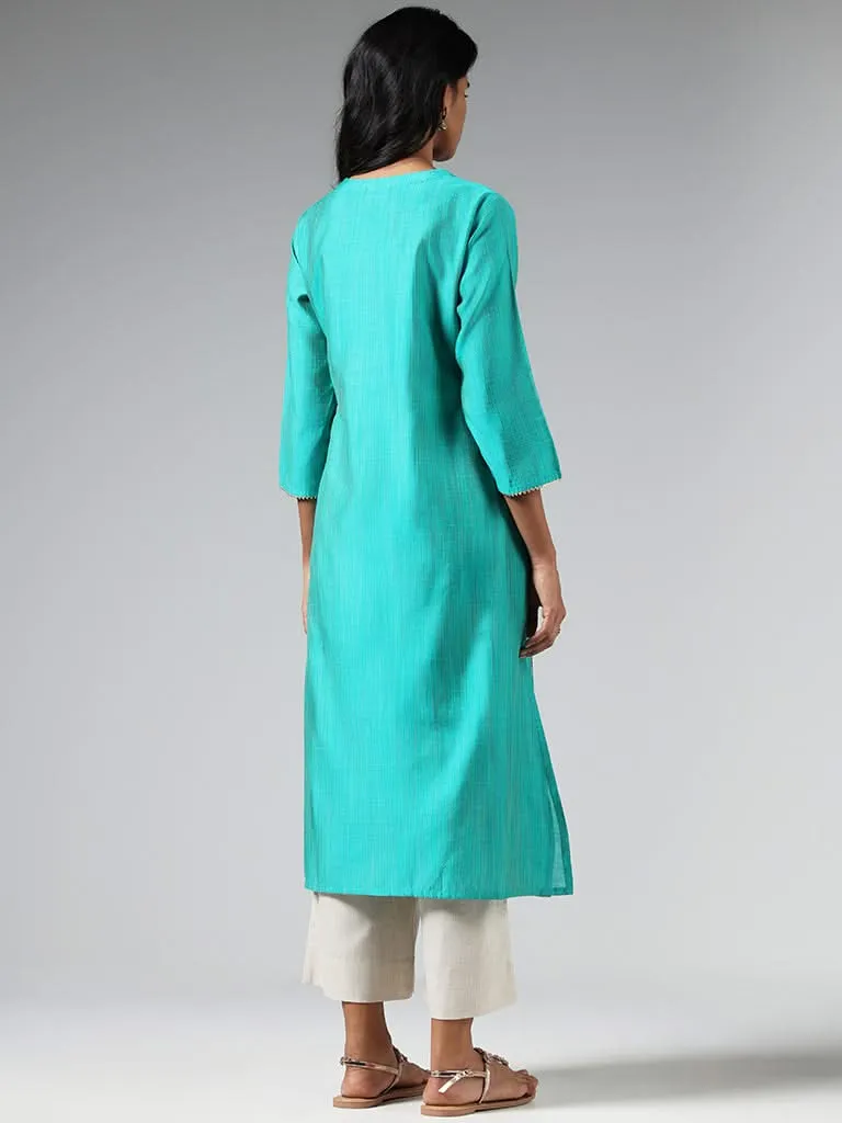 Utsa Turquoise Zardozi Embroidered Kurta