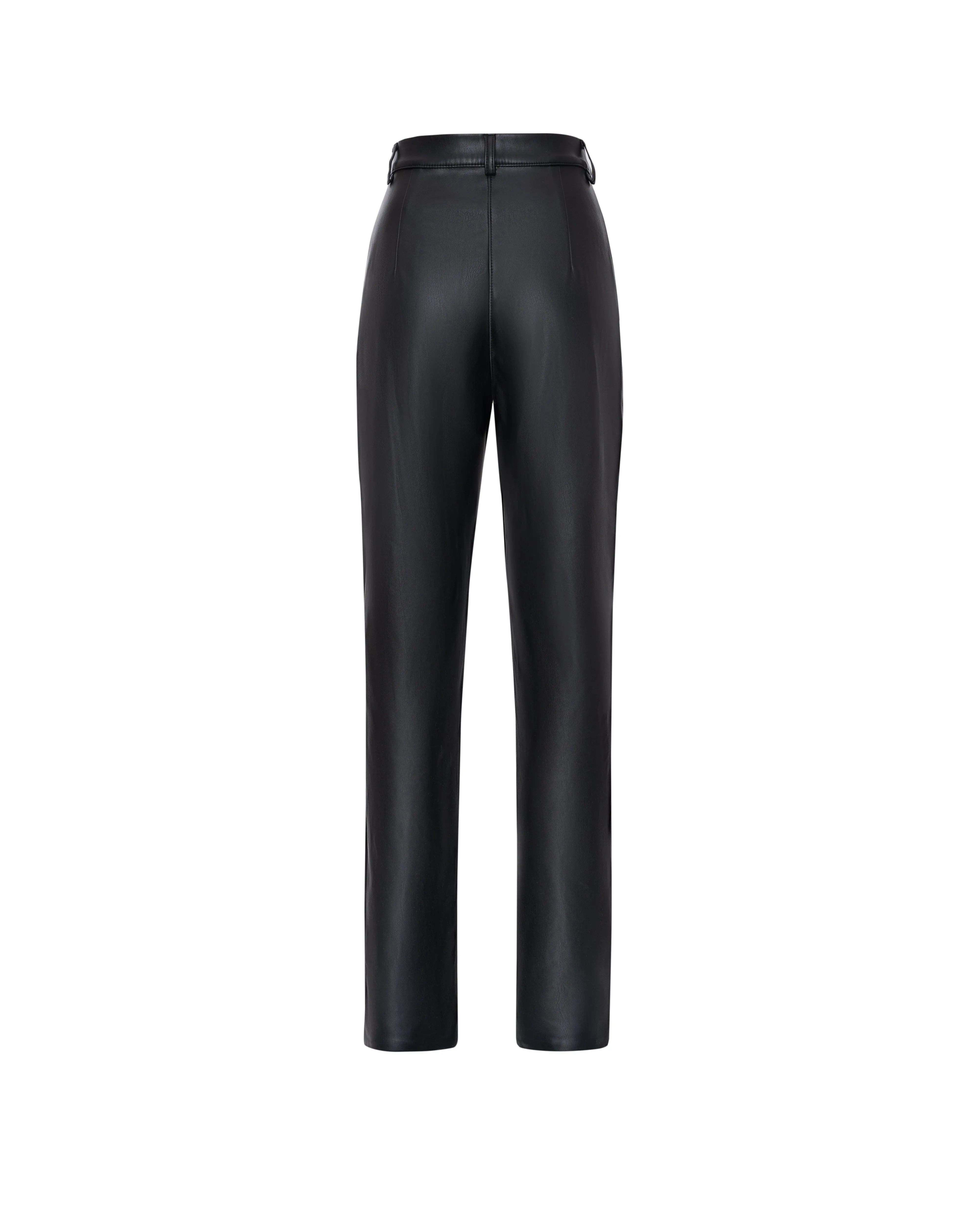 Vegan leather straight pants