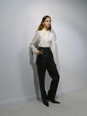 Vegan leather straight pants