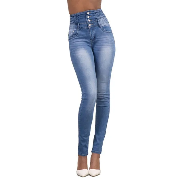 VenusFox High Waist Denim Skinny Pencil Jeans