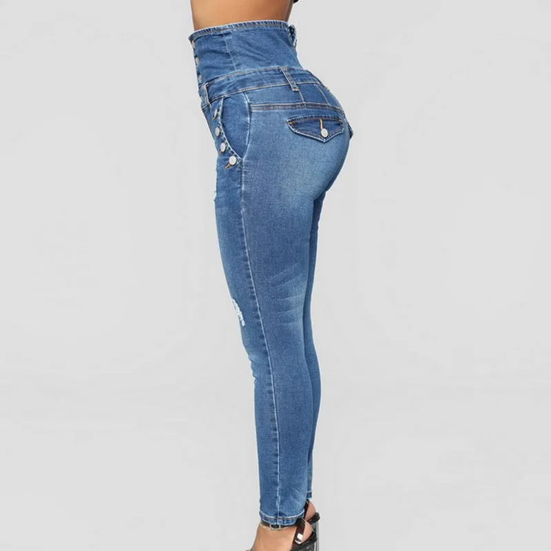 VenusFox High Waist Denim Skinny Pencil Jeans