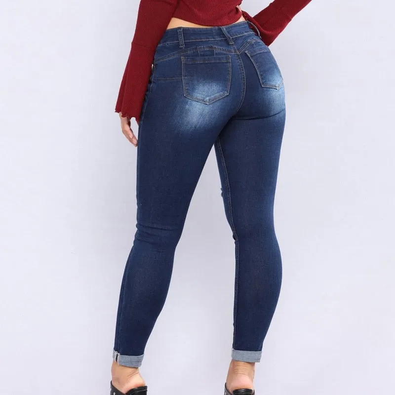 VenusFox High Waist Denim Skinny Pencil Jeans