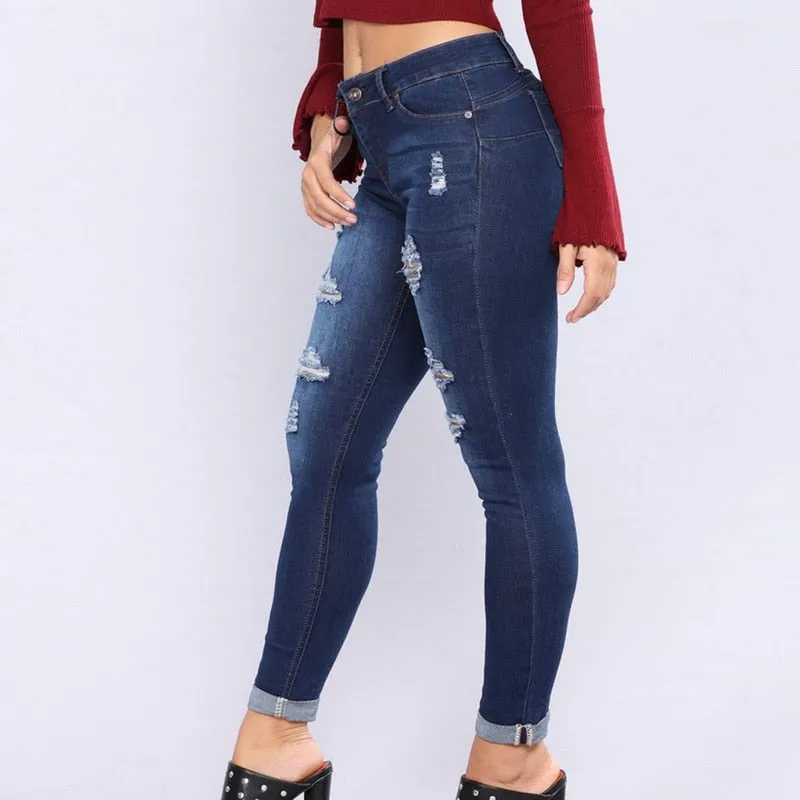 VenusFox High Waist Denim Skinny Pencil Jeans