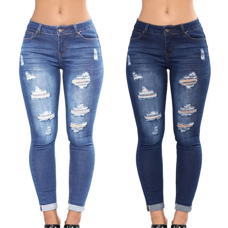 VenusFox High Waist Denim Skinny Pencil Jeans