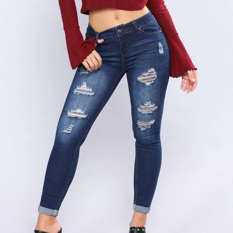 VenusFox High Waist Denim Skinny Pencil Jeans