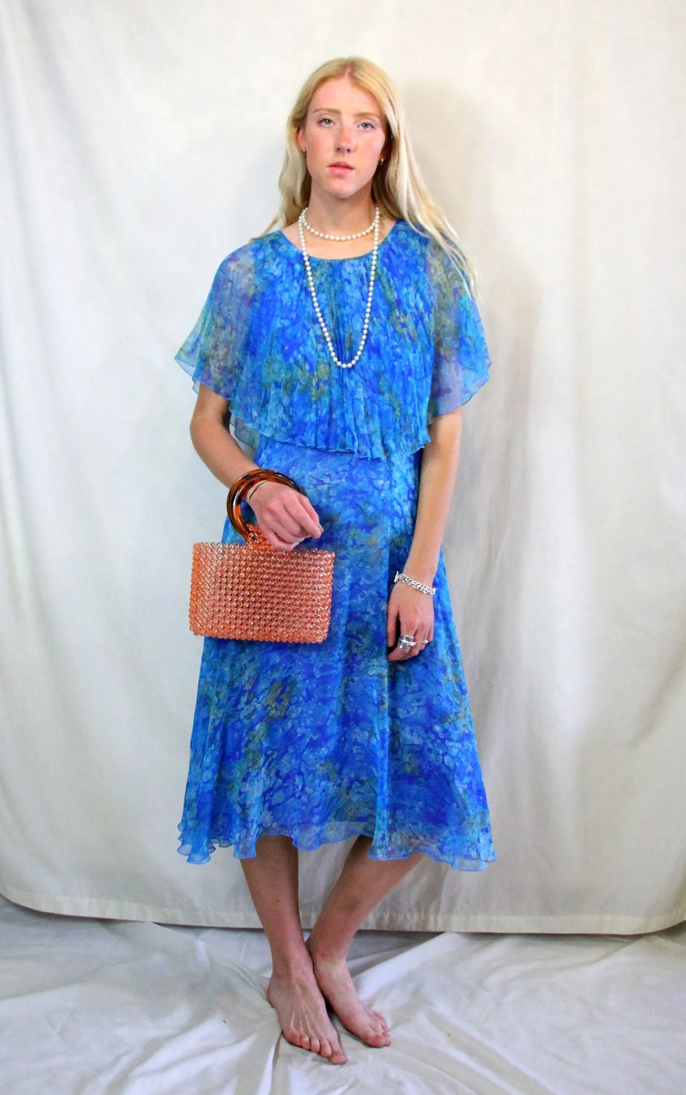 Vintage 1940's style Turquoise Flapper Dress