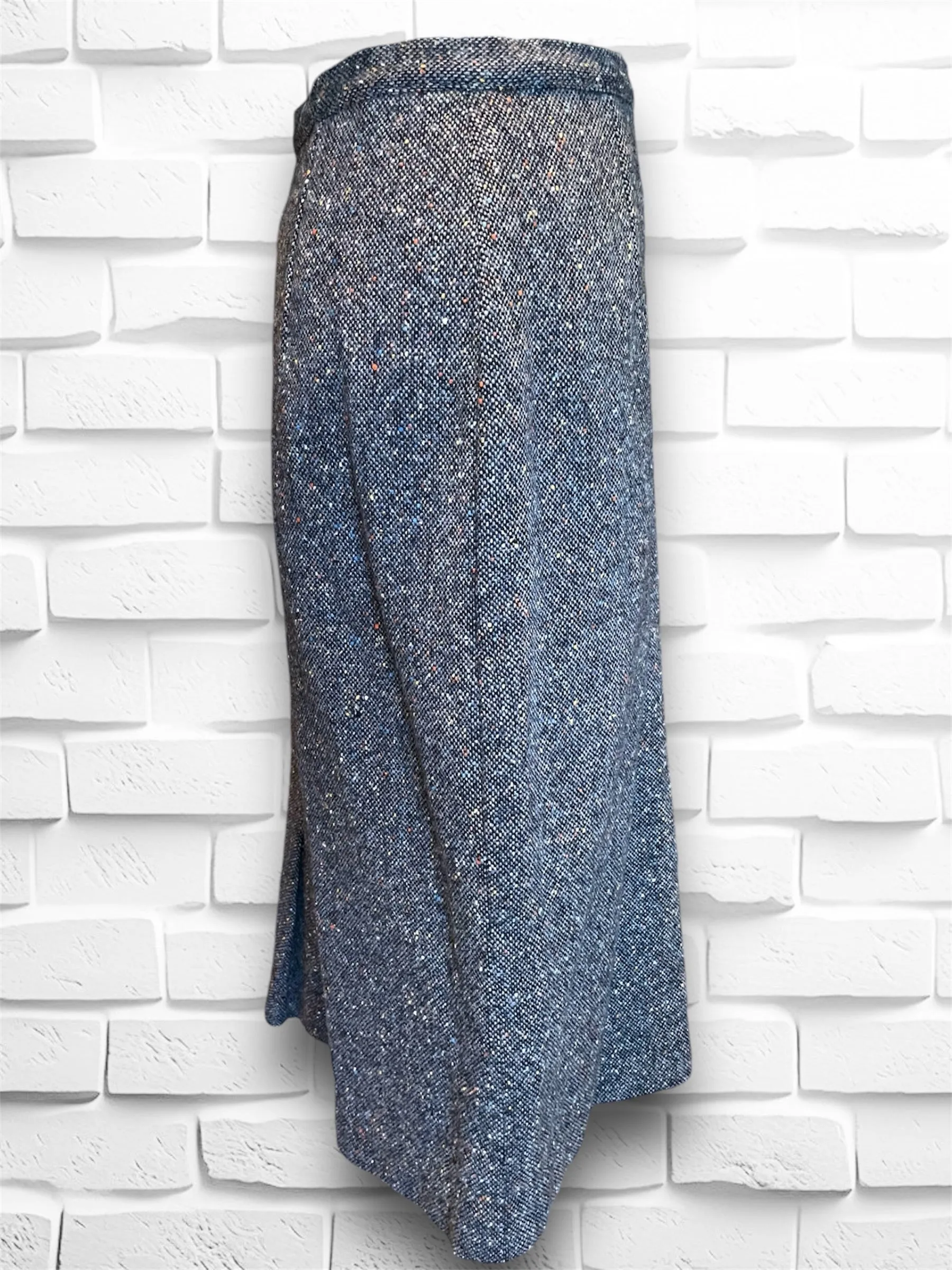 Vintage 1960’s Grey & Rainbow Speckled Wool A-Line Pencil Skirt