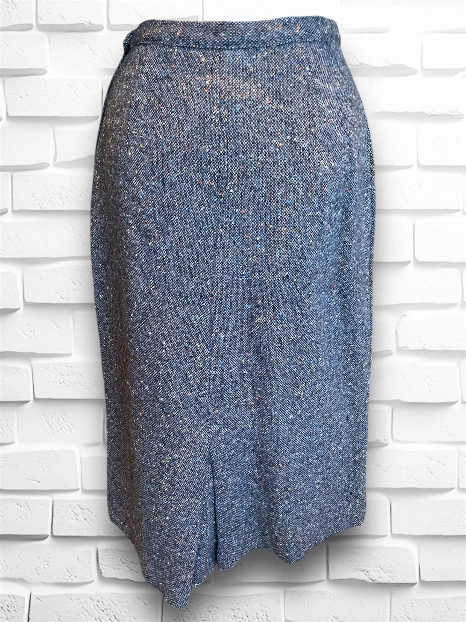 Vintage 1960’s Grey & Rainbow Speckled Wool A-Line Pencil Skirt