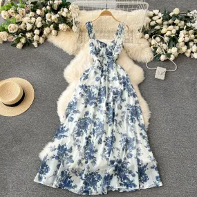 Vintage Stretch Floral Slip Chiffon Dress