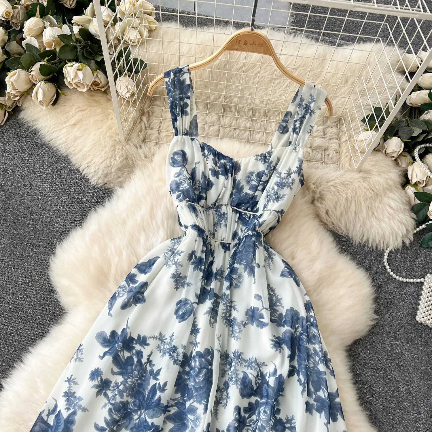 Vintage Stretch Floral Slip Chiffon Dress