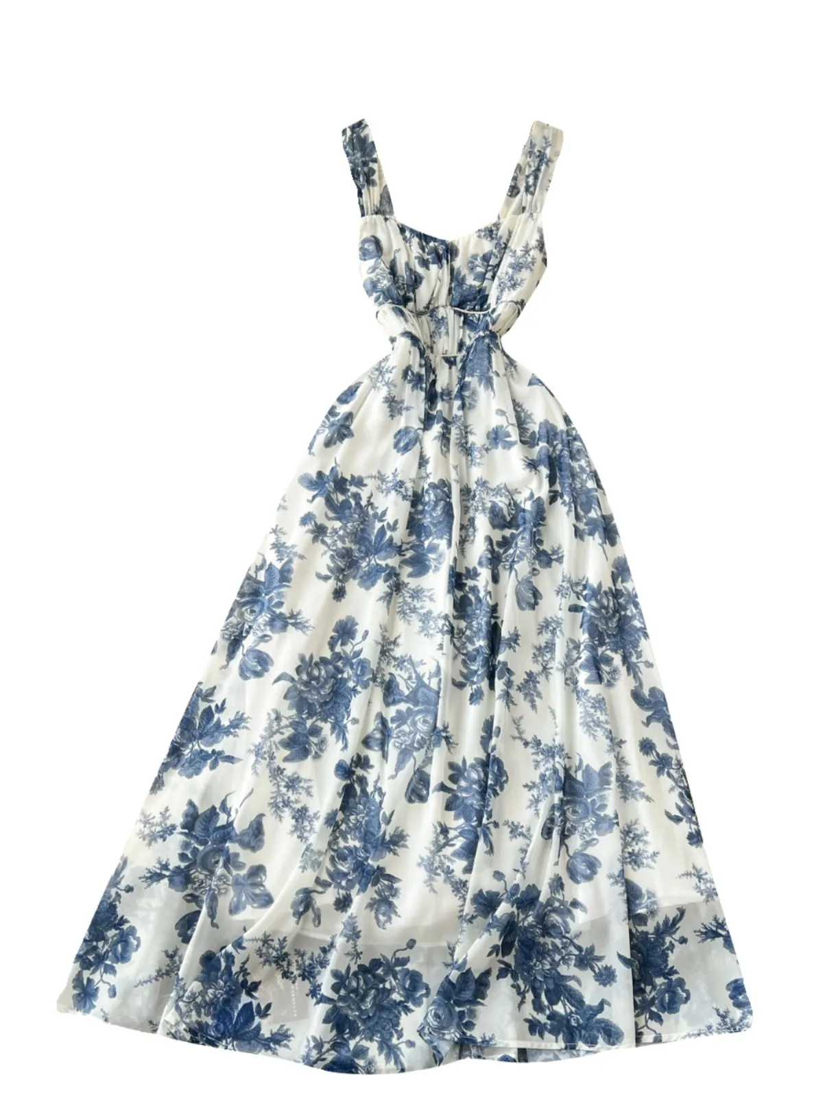 Vintage Stretch Floral Slip Chiffon Dress