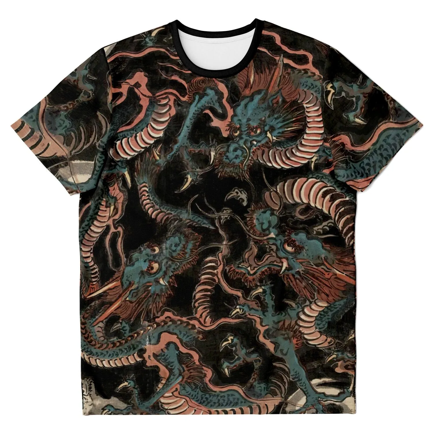 Water Dragons by Keisai Eisen | Japanese Serpent Wood Block Print | Yokai Dragon Graphic Art T-Shirt