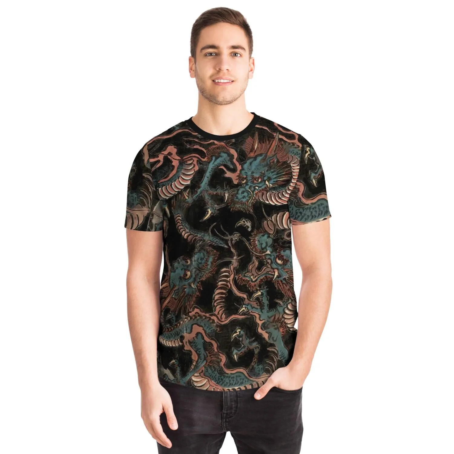 Water Dragons by Keisai Eisen | Japanese Serpent Wood Block Print | Yokai Dragon Graphic Art T-Shirt