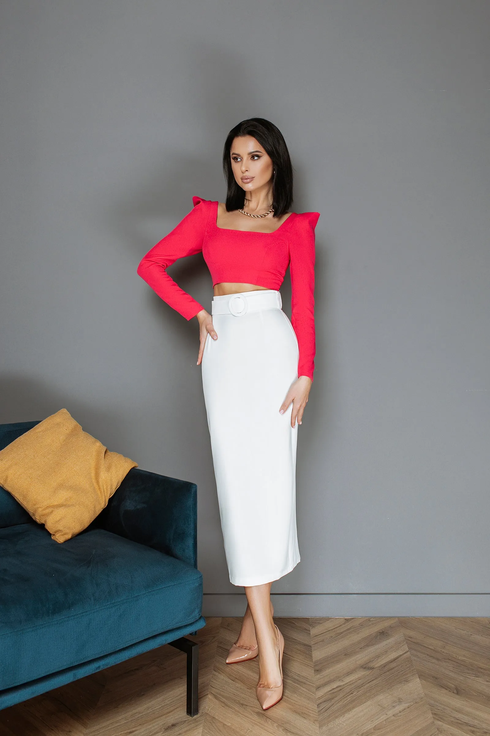 White High Waist Pencil Skirt