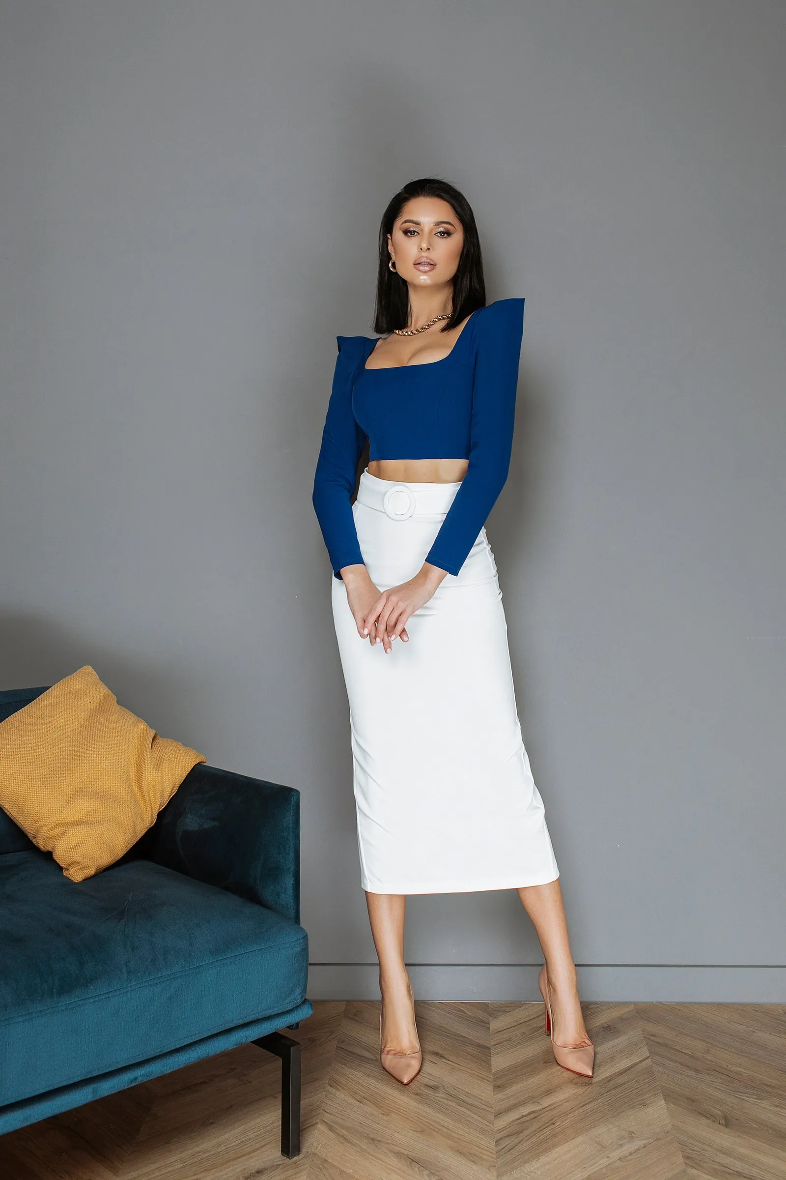 White High Waist Pencil Skirt