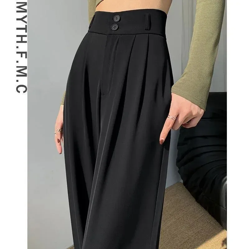 Wide Leg High Waist Loose Style Trendy Trousers