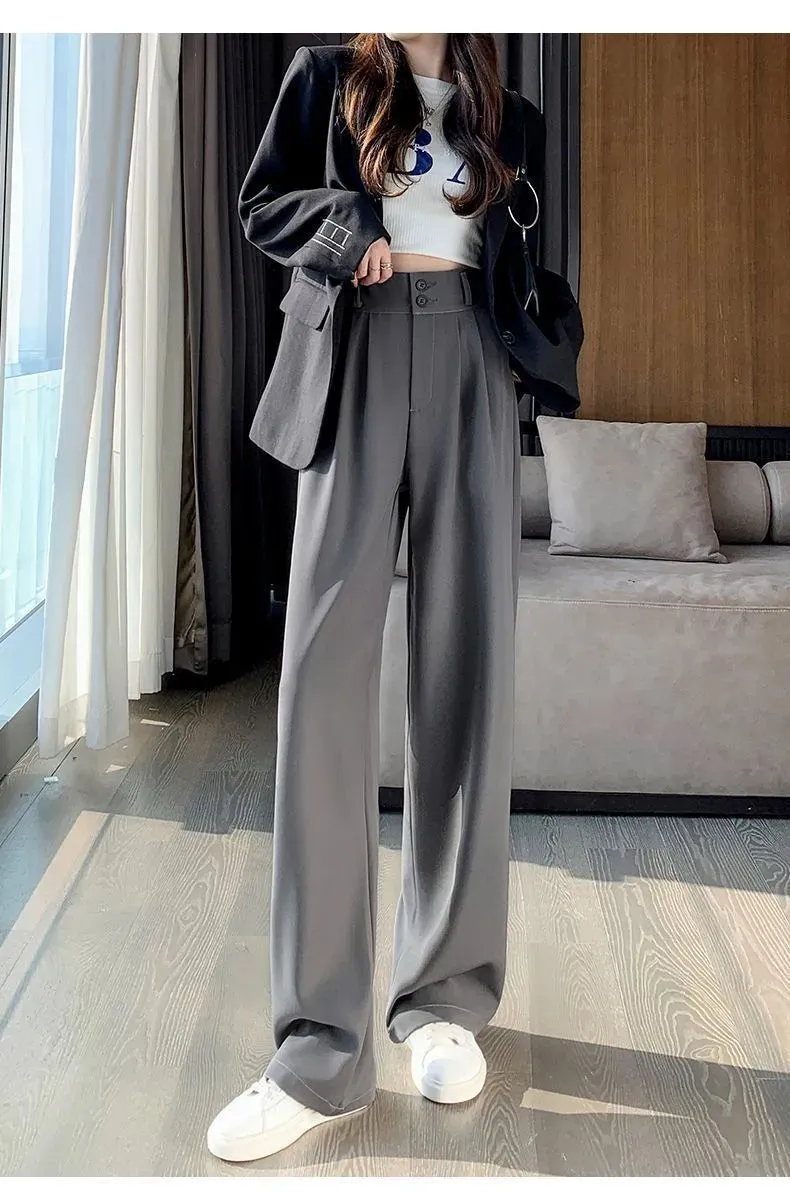 Wide Leg High Waist Loose Style Trendy Trousers