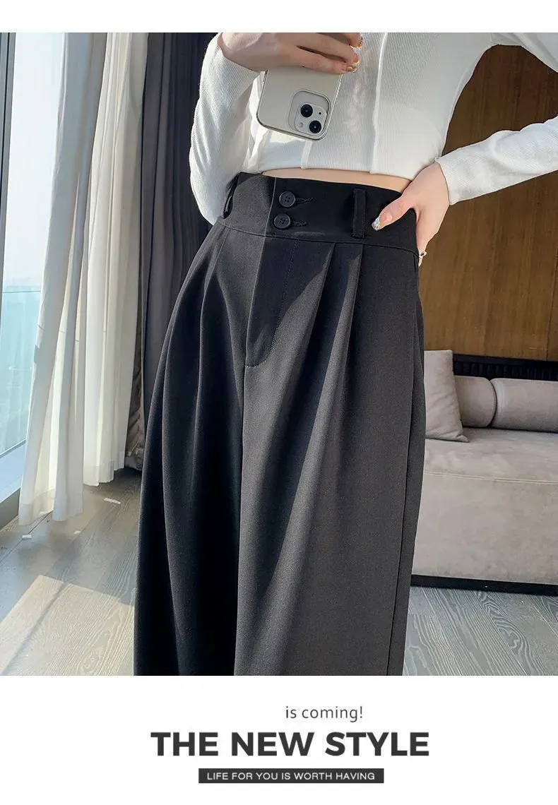 Wide Leg High Waist Loose Style Trendy Trousers