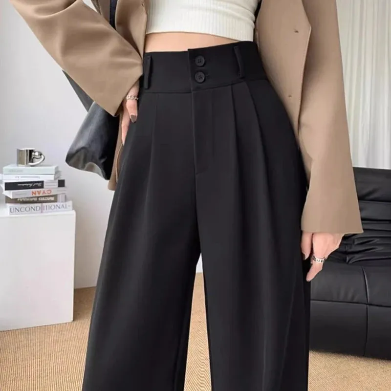 Wide Leg High Waist Loose Style Trendy Trousers