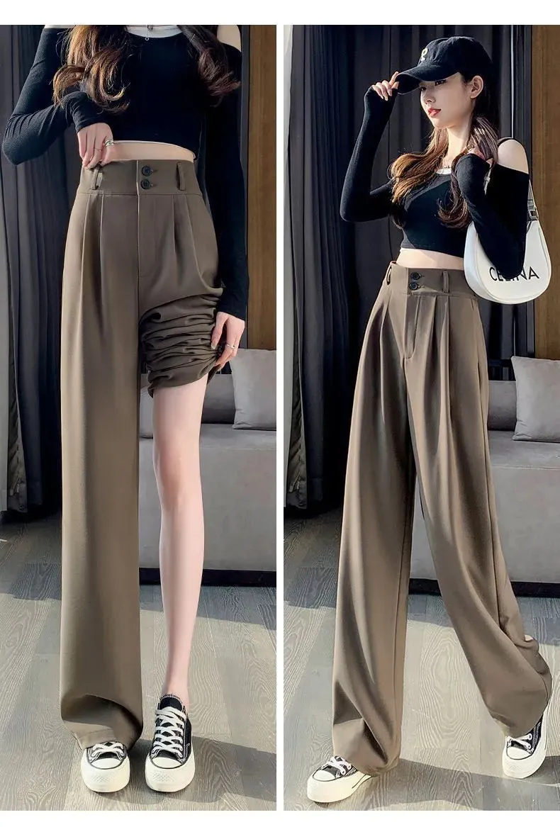 Wide Leg High Waist Loose Style Trendy Trousers