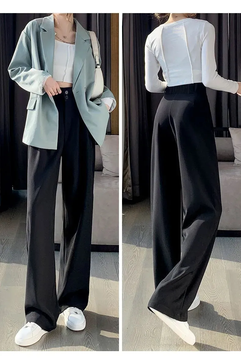 Wide Leg High Waist Loose Style Trendy Trousers