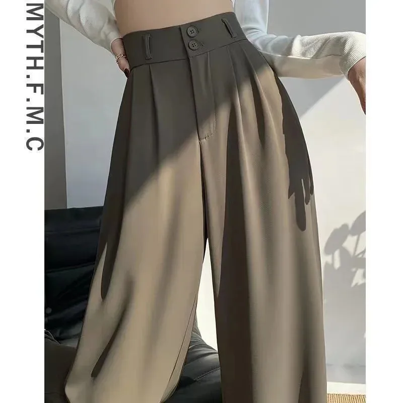 Wide Leg High Waist Loose Style Trendy Trousers