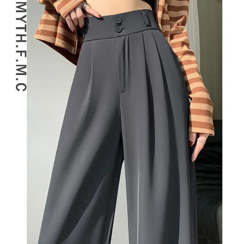 Wide Leg High Waist Loose Style Trendy Trousers