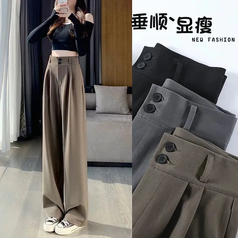 Wide Leg High Waist Loose Style Trendy Trousers