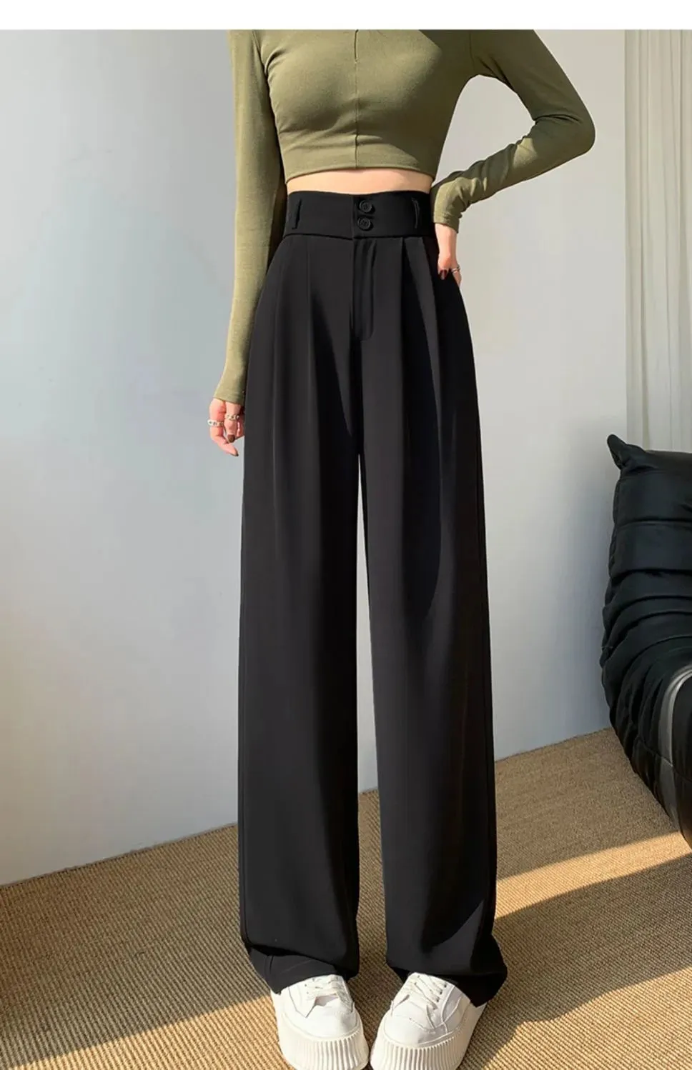 Wide Leg High Waist Loose Style Trendy Trousers