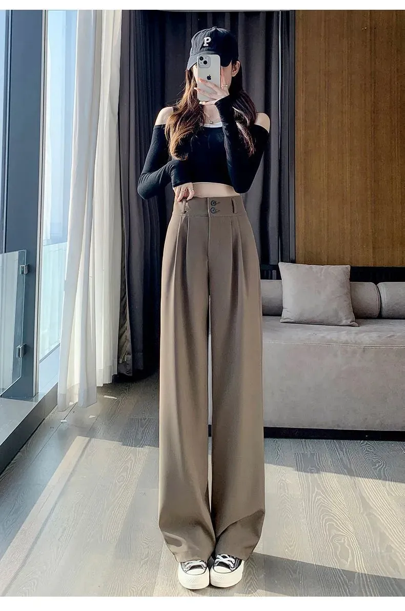 Wide Leg High Waist Loose Style Trendy Trousers