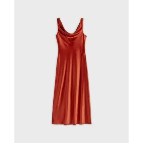 Women Kinseyy-Cowl Neck Midi Slip Dress - Bright-Orange