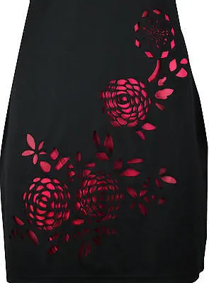 womens-black-short-sleeved-dress-with-flower-pattern-print