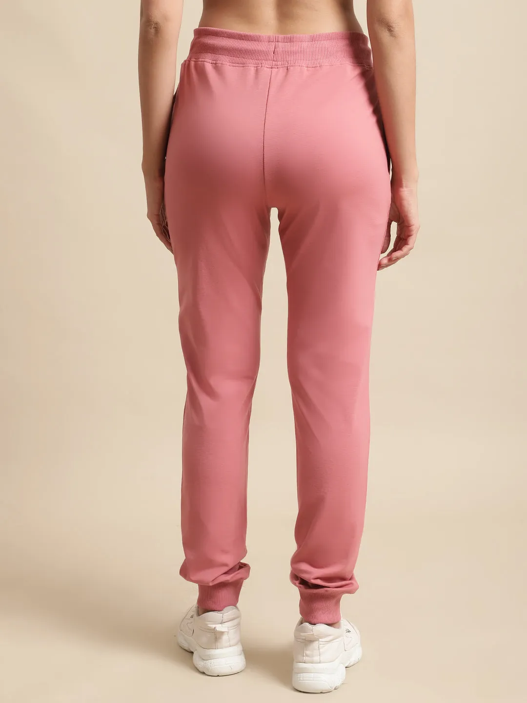 Women's Casual  Pink Full length Mid rise Jogger Pants