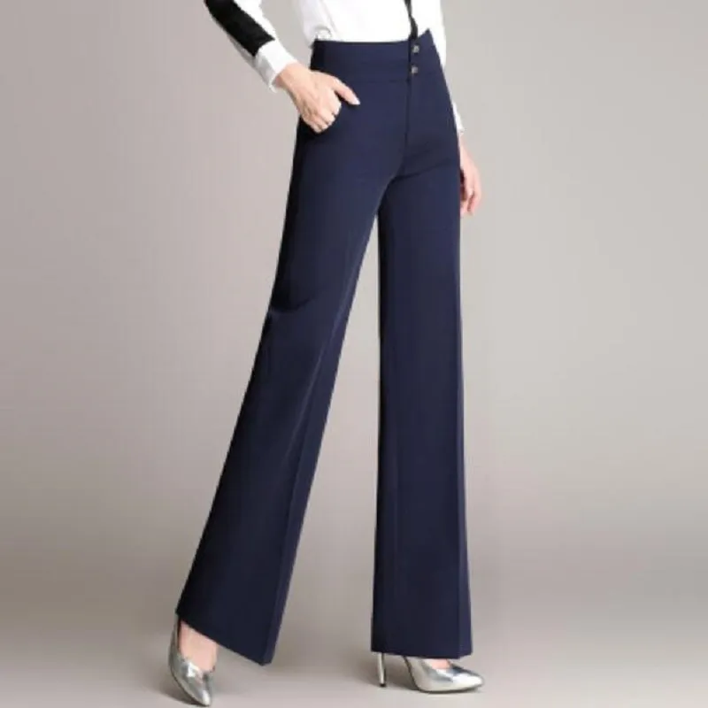 Women's Casual Polyester High-Waist Loose Pants