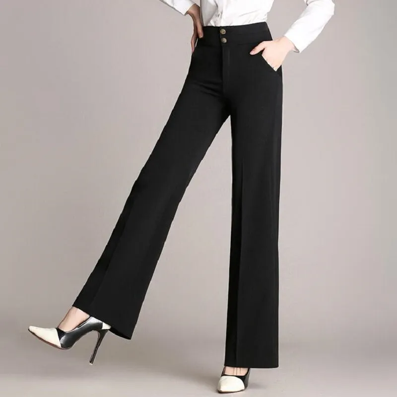 Women's Casual Polyester High-Waist Loose Pants