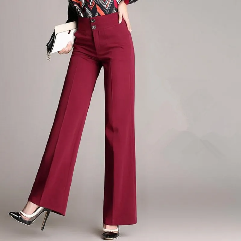 Women's Casual Polyester High-Waist Loose Pants