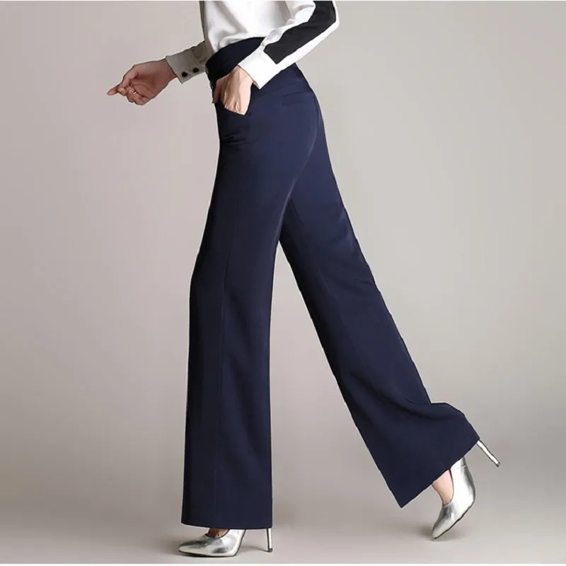 Women's Casual Polyester High-Waist Loose Pants