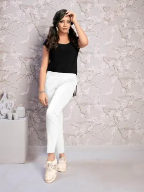 Women's Cotton Lycra White Pants