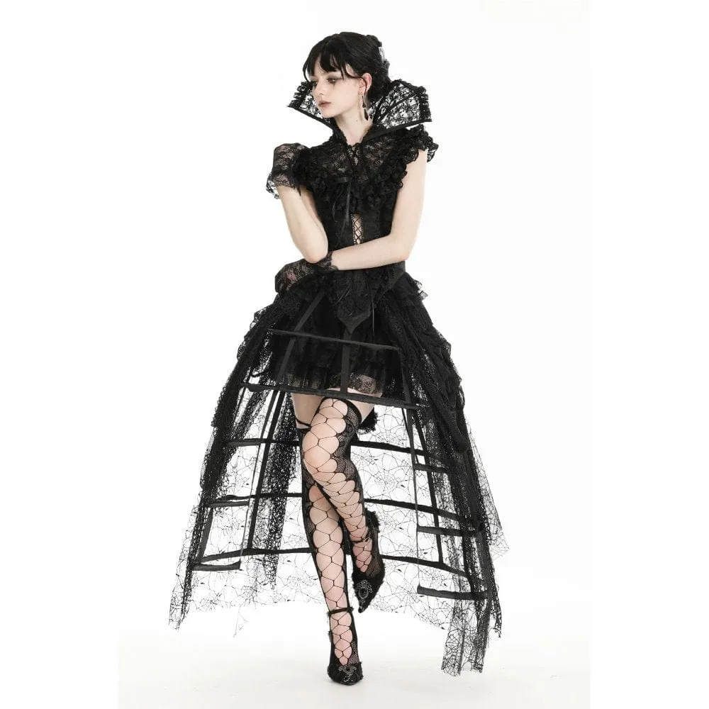 Women's Gothic Stand Collar Ruffled Lace Cape