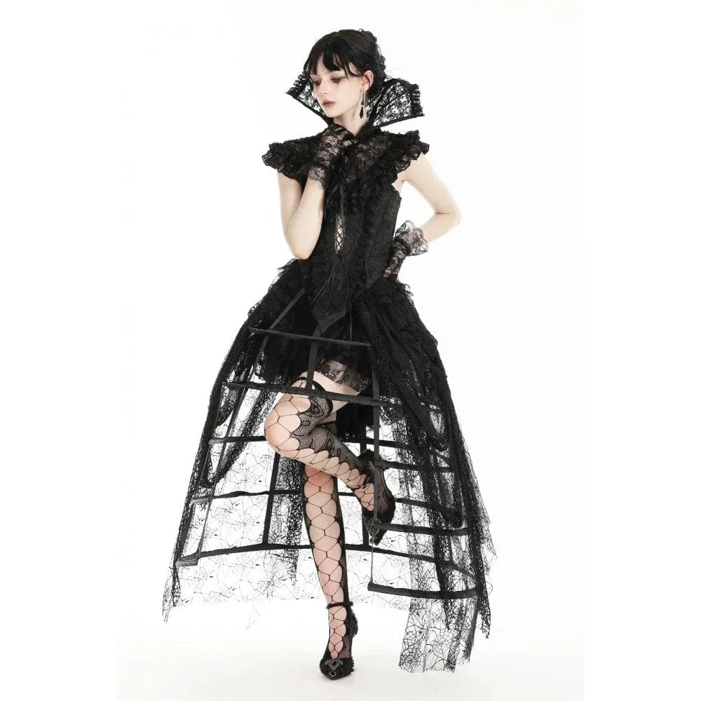 Women's Gothic Stand Collar Ruffled Lace Cape